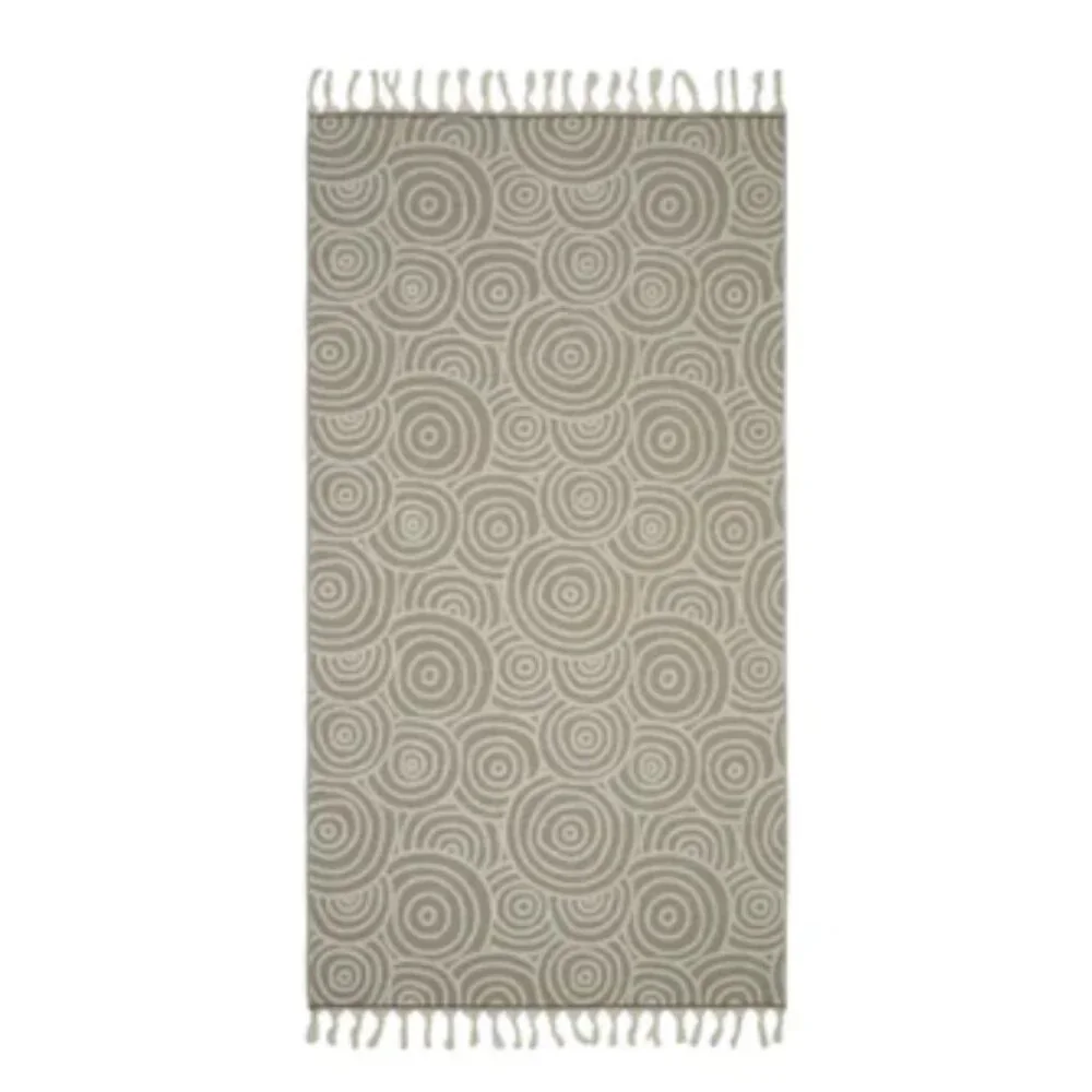 Kikoya - Circles Terry Towels 36x66 in Turkish Cotton Bath Beach Pool - Brown